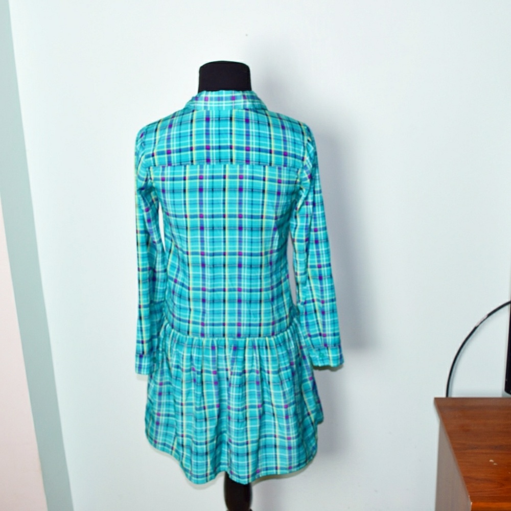 Beautiful Blue Flowy Plaid Swing Dress - Picture 2 of 2